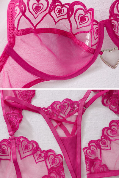 AVA | Conjunto de lencería seductora con bordado de amor